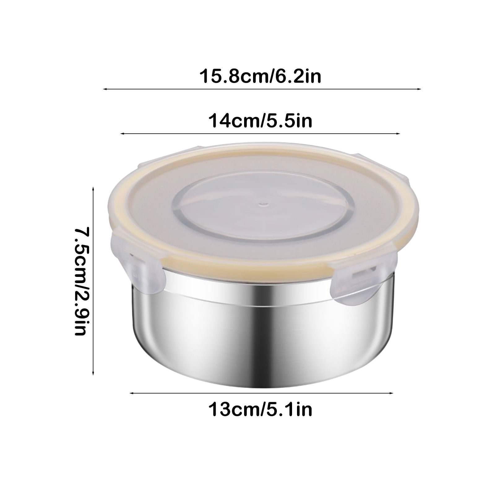 Specollect Clearance 3 Pcs Reusable 304 Stainless Steel Bento Box Metal Lunch Box Food Storage Containers Metal Lunch Container, Clips to Leak Proof, Dishwasher Snack Boxes for Work, Picnic 16x16x8cm