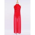 thumbnail image 2 of Manyakai Combinaison à Jambes Larges pour Filles, Pantalon Fendu, Robe de Danse Lyrique de Ballet à Paillettes, Sans Manches, Rouge, 12, 2 of 7