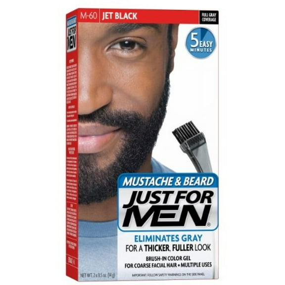 JUST FOR MEN Mustache & Beard Brush-In Color Gel, Jet Black 1 ea