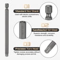 thumbnail image 5 of Uxcell T40 Torx Head Screwdriver Bit 1/4" Hex Shank 4.3" (110mm) Long Magnetic No Hole Tip 6 Point Star Screw Driver, 5 of 7