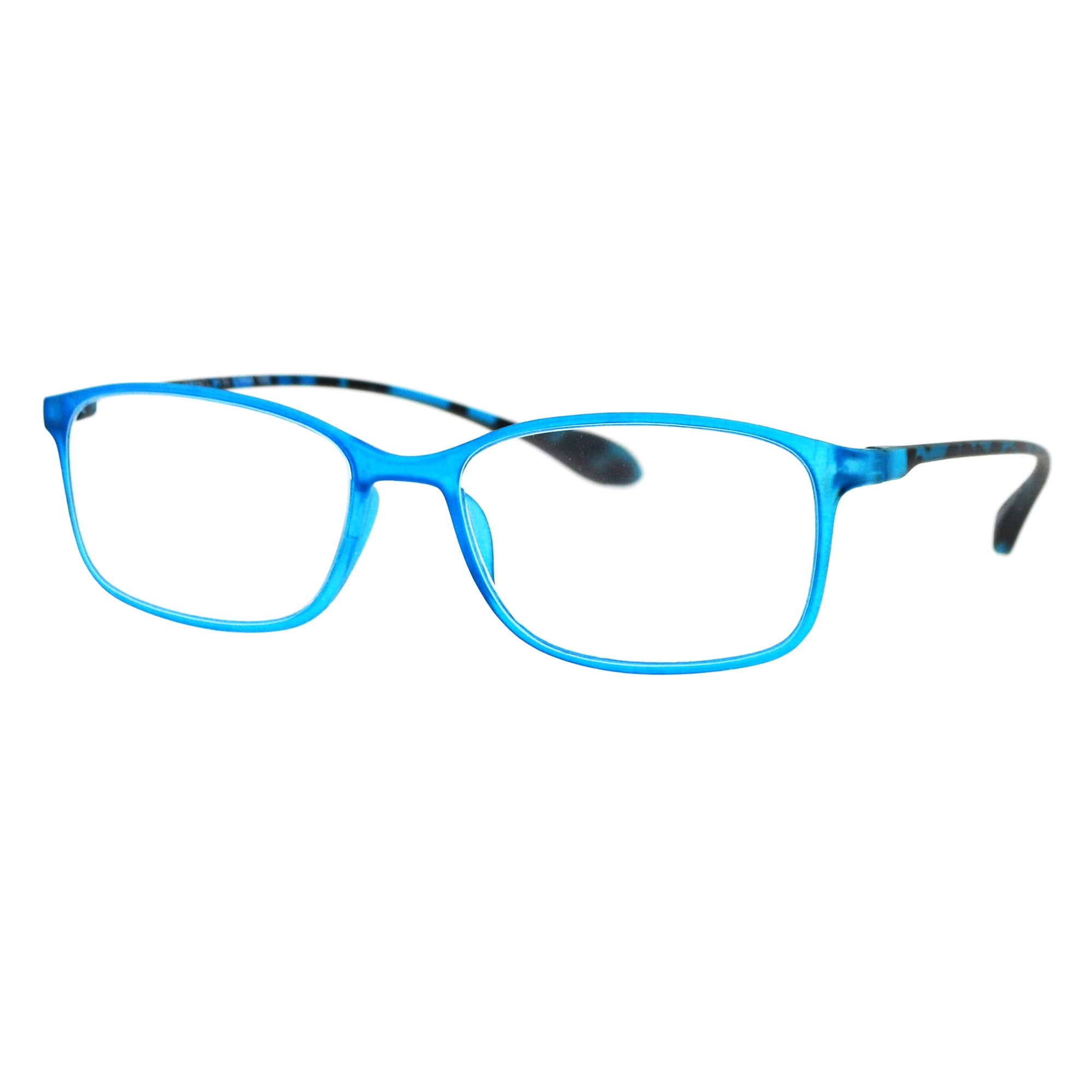 Modern Narrow Matte Frost Plastic Rectangular Reading Glasses Blue +1.5 ...