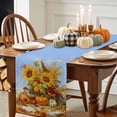 thumbnail image 3 of Orange Watercolor Table Runner, Autumn Thanksgiving Kitchen Dining Table Decoration for Home Party Decor 13x120 Inches, 3 of 9