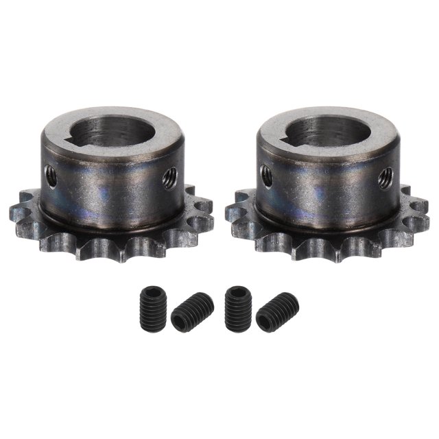 Unique Bargains 2 Packs ISO/DIN 06B-1 Pignon de Chaîne à Rouleau Type B 20mm, Pas de 3/8 Pieds, Trempé 15 Dents