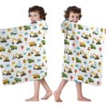 thumbnail image 4 of Cartoon Construction Vehicles Signs White Pattern Hooded Bath Towel，50"x30" for Ages 3 To 12 Kids, Quick Dry Lightweight Soft Microfiber Hood Beach Towel Cover Up for Kids, 4 of 7