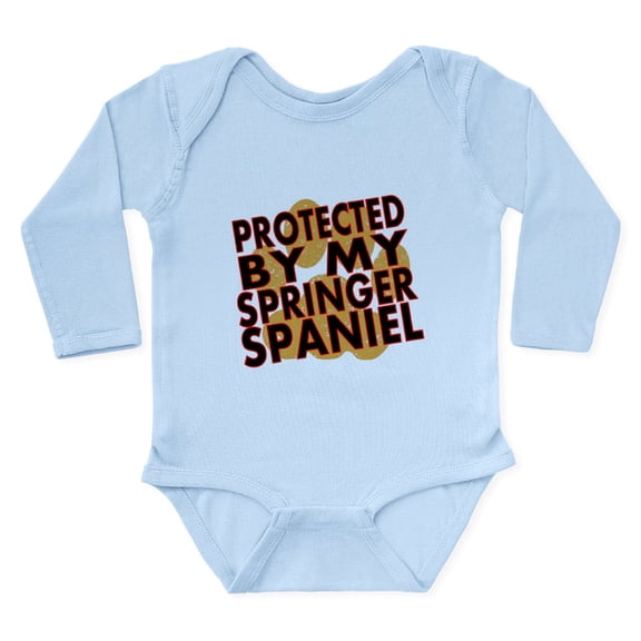 CafePress - Protected By My Springer Spaniel Body Suit - Long Sleeve Cotton Baby Bodysuit