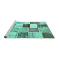 thumbnail image 2 of Ahgly Company Machine Washable Indoor Square Patchwork Turquoise Blue Transitional Area Rugs, 6' Square, 2 of 4