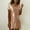 Beige, variant on Womens Short Sleeve V Neck Dress Sequin Embellished Mini Length Summer Party Style