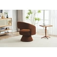 thumbnail image 3 of 360° Swivel Accent Chair, Stylish Round Barrel Chair with Teddy Fabric and High Back, Leisure Upholstered Chair with Wooden Frame and Comfy Round Arms for Home Office, Non-Slip, Brown, 3 of 9