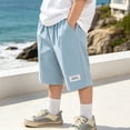 thumbnail image 5 of Bmisegm Boys Shorts Summer Casual Fashion Sportswear with Pockets Comfortable Elastic Waist for Kids and Youth Baggy Sweat Shorts 6-16 Years Light Blue,6-7 Years, 5 of 6