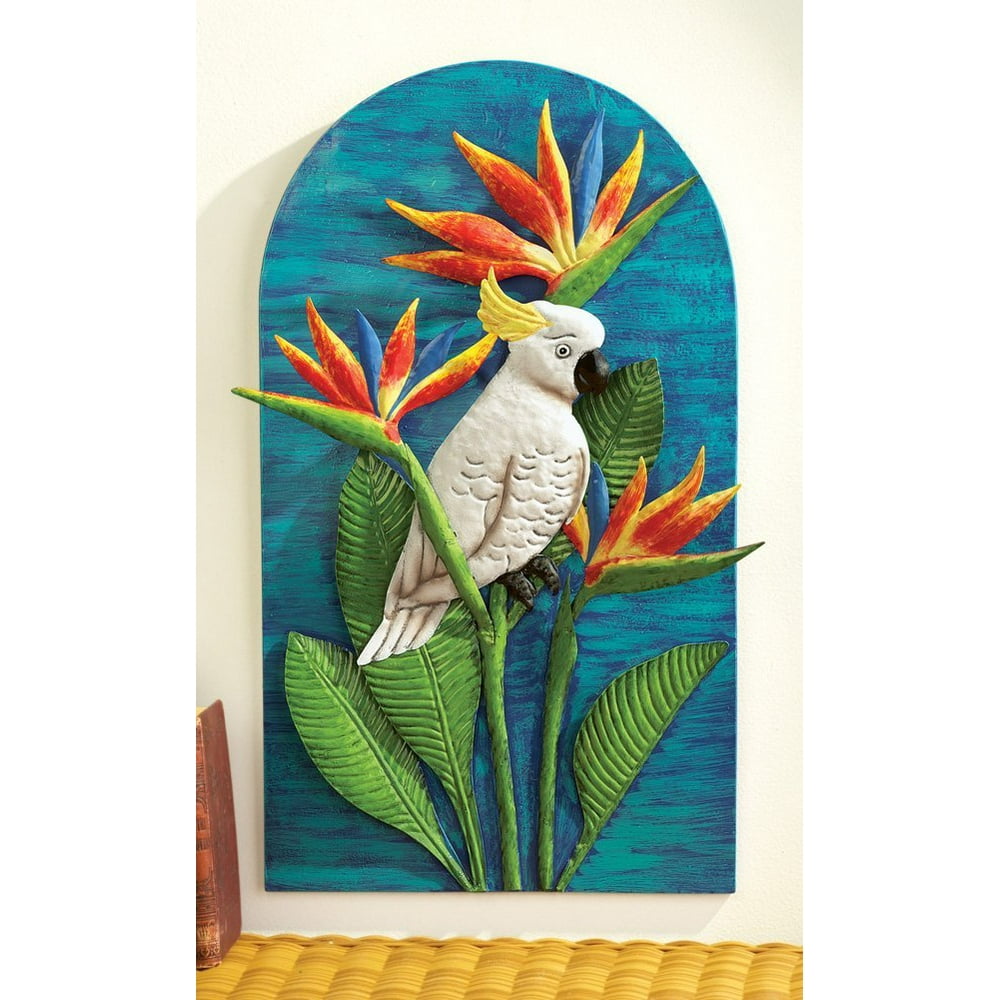 Floral Bird Of Paradise Tropical Wall Art, Dimensional metal wall art