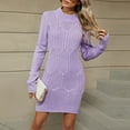 thumbnail image 5 of DHFJKG Sweater Dress For Women Knit Jacquard Slim Fit Crewneck Long Sleeve Sweaters Mini Dress With Pearl Appliques Winter Solid Color Versatile Dresses, 5 of 9