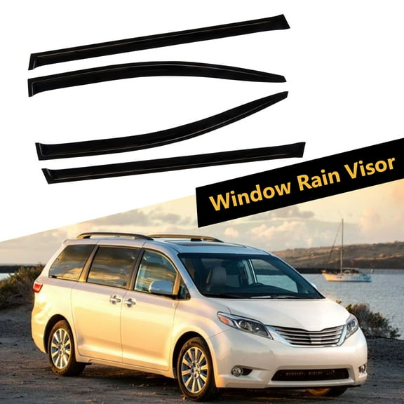 SCITOO Outside Mount Window Visor Deflector Rain Guard Dark Smoke, 4 Pcs Set Fit for 2011-2017 For Toyota Sienna