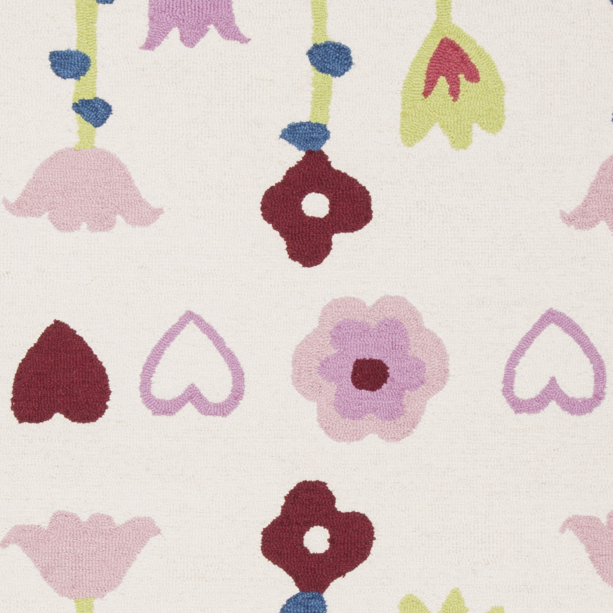SAFAVIEH Kids Antoinette Floral Wool Area Rug, Ivory/Pink, 5' x 8'