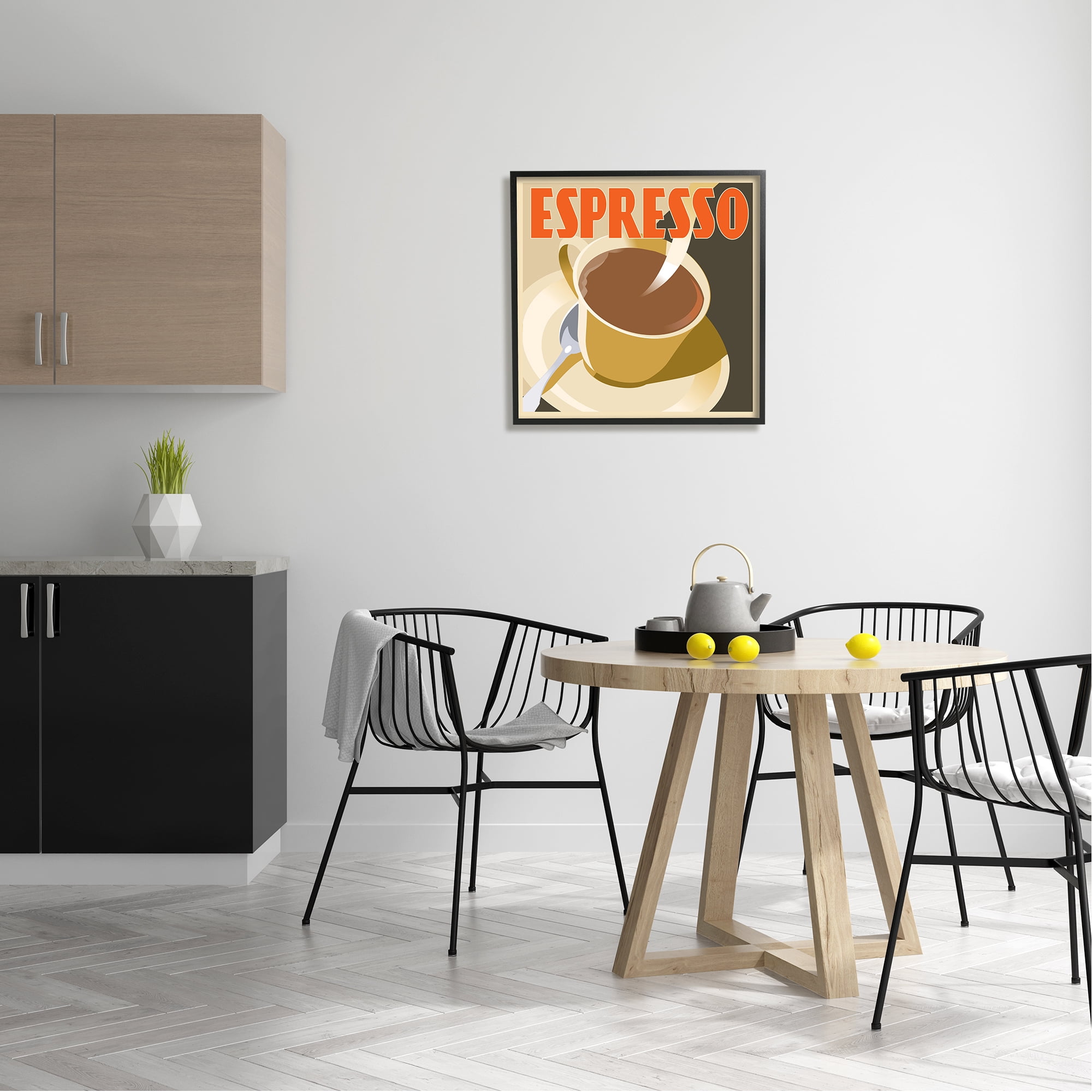 Stupell Industries Vintage Espresso Drink Food & Beverage Painting Black Framed Art Print Wall Art, 24 x 24