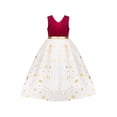 thumbnail image 2 of Girls Dress Red Vintage V-neck Hollow Back Gold Star Bow Tie Tulle 6 Years, 2 of 9
