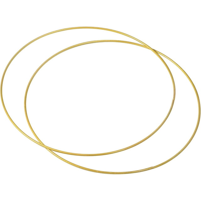 PATIKIL 14 Inch Round Metal Floral Hoop, 2 Pcs Gold Wreath Wreath Macrame Frame for Wedding Geometric Decor Party Wall Hanging, Gold Tone