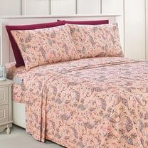 Elegant Comfort Luxury Soft Bed Sheets Paisley Pattern - 1500 Series Microfiber Softness Wrinkle and Fade Resistant (6-Piece) Bedding Set, King, Paisley Coral