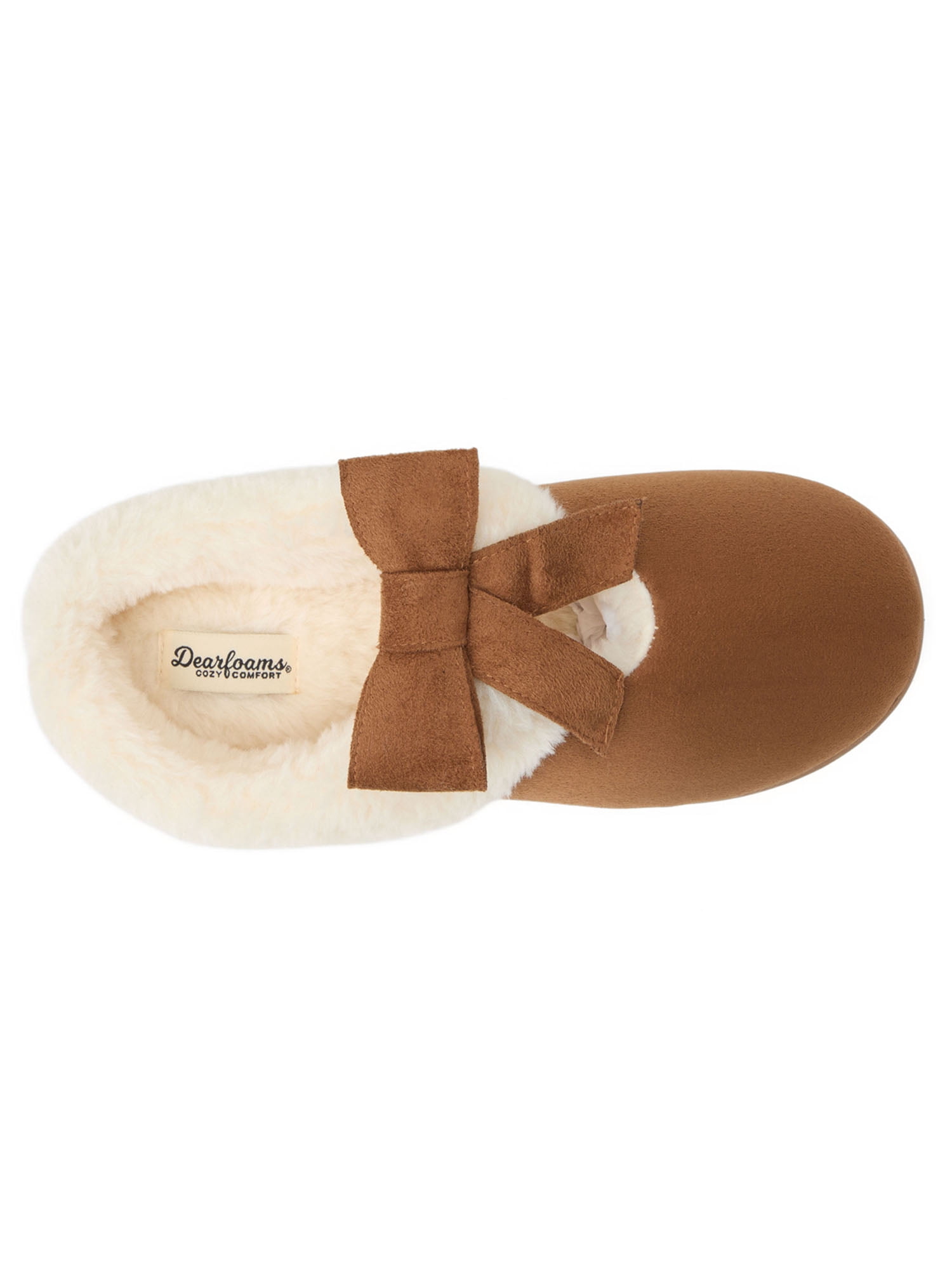 Dearfoams Cozy Comfort Women's Mary Jane Bow Slip On Scuff Slippers