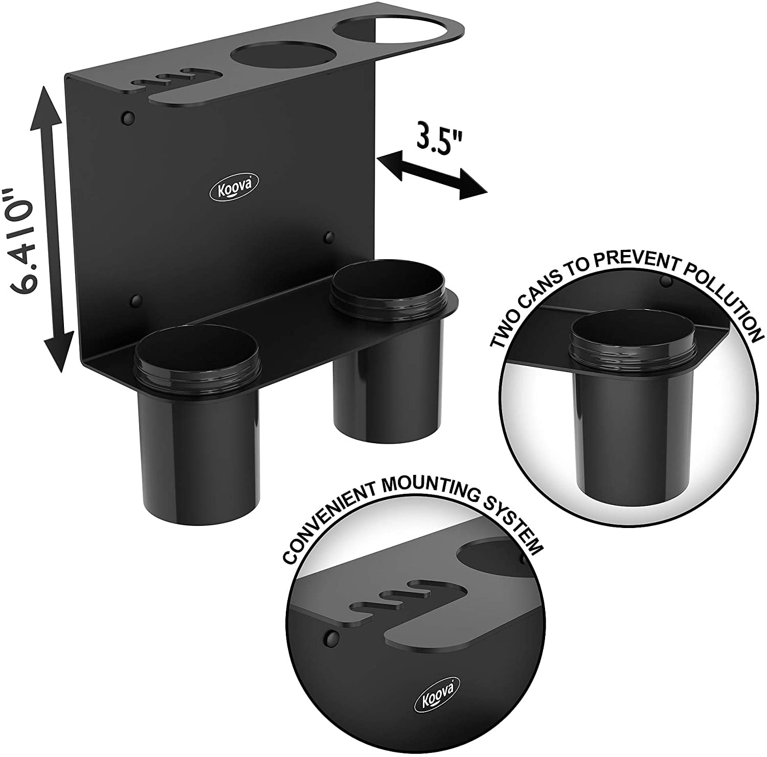 Koova Grease Gun Storage Holder 2.0 Steel Wall Mount with Drip Cups | USA Made
