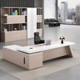 thumbnail image 2 of Drawers L Shaped Office Desk Standing Monitor Storage Reception Computer Desks Executive Luxury Mesa Escritorio Modern Furniture My Lux Decor Round, 2 of 25