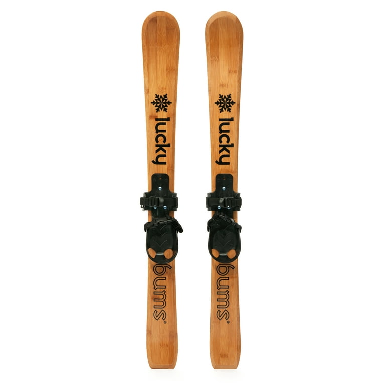 Lucky Bums Wooden Heirloom Kids Skis with Bindings, 90 cm