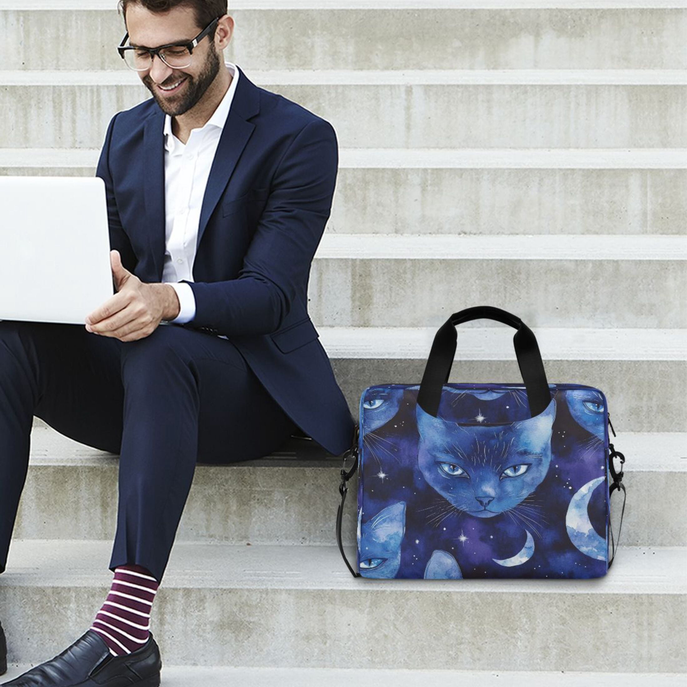Laptop Bag Laptop Briefcase 15.7 x 3 x 11.8 Inches Laptop Bag Briefcases Laptop Storage Travel Laptop Bag Work Laptop Bag Moonlight Pretty Cat