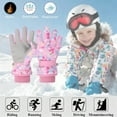 thumbnail image 2 of Winter Gloves, Kids Thermal Gloves Five Finger Design Outdoor Activities Skiing Cold Weather(Pink,L), 2 of 5