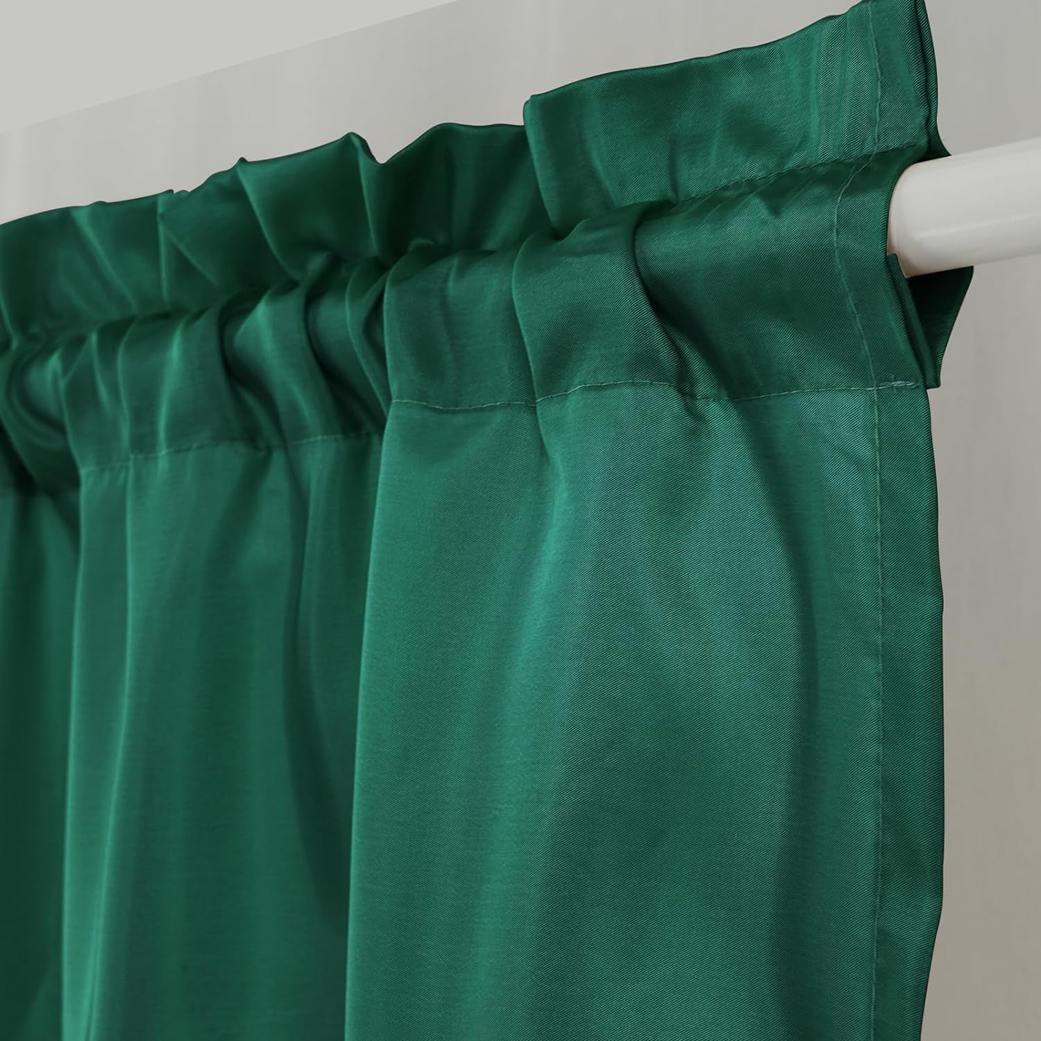Nvzi Luxury Beaded Triangle Curtain Valances 3 Panels for Living Room Bathroom Cafe Laundry Basement Rod Pocket Half Blackout Short Window Valance Curtains (Green,51"x23")