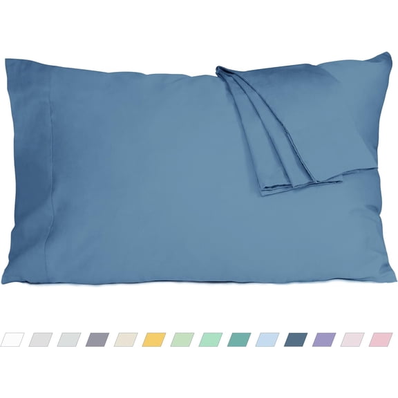 Pillow Cases Standard Queen Cotton Percale Set of 2, Moonlight Blue 100% Cotton Pillowcases Breathable Hypoallergenic Pre-Shrunk, Open Closure, 20 Inch x 30 Inch