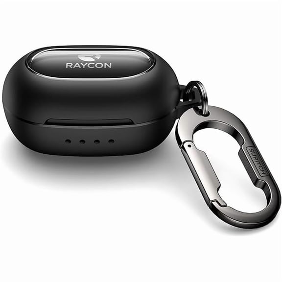 mjw001 Case for Raycon Everyday Earbuds Classic Headphones, Shockproof Magnetic Case for Raycon Bluetooth Headset True Wireless Earbuds, Protective Cover with Magnetic Lid Lock & Carabiner, Black