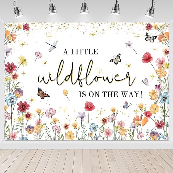7x5ft Wildflower Baby Shower Backdrop and Floral Background for Baby Girl