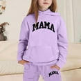 thumbnail image 2 of Gelikeya 2 Piece Sweatsuit Tracksuit Sets for Toddler Kids Boys Girls Mama Printed Hoodie Hooded Tops Pants Fall Winter Outfits (Purple, 8-9 Years), 2 of 5