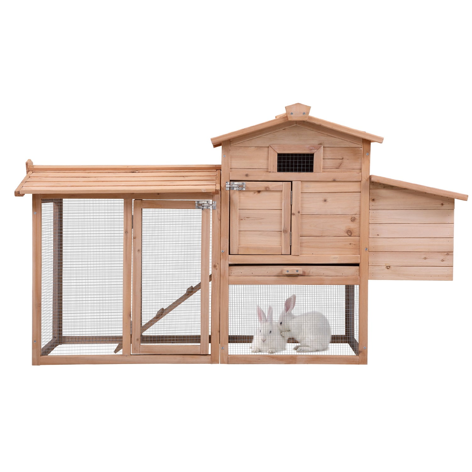 Pefilos 59" Large Chicken Coop Rabbit Hutch, Outdoor Wooden Pet Bunny House Hen Cage, Crib for 2 Rabbits Chicken Nesting Box, Beige Pefilos 59" Large Chicken Coop Rabbit Hutch, Outdoor Wooden Pet Bunny House Hen Cage, Crib for 2 Rabbits Chicken Nesting Box, Beige