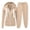 Khaki, variant on Inleife Ladies Two Piece Activewear Set with Zipper Hooded Sweatshirt and Tapered Joggers, Relaxed Fit Lounge Suit for Daily Wear and Sports
