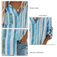 thumbnail image 4 of Camisa de rayas verticales para mujer, blusas a rayas de fibra de poliéster transpirables de manga larga con solapa a rayas para uso diario, 4 of 5