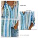 thumbnail image 4 of Camisa de rayas verticales Blusas de rayas de fibra de poliéster transpirables de manga larga con solapa a rayas para mujer para uso diario Verde M, 4 of 5