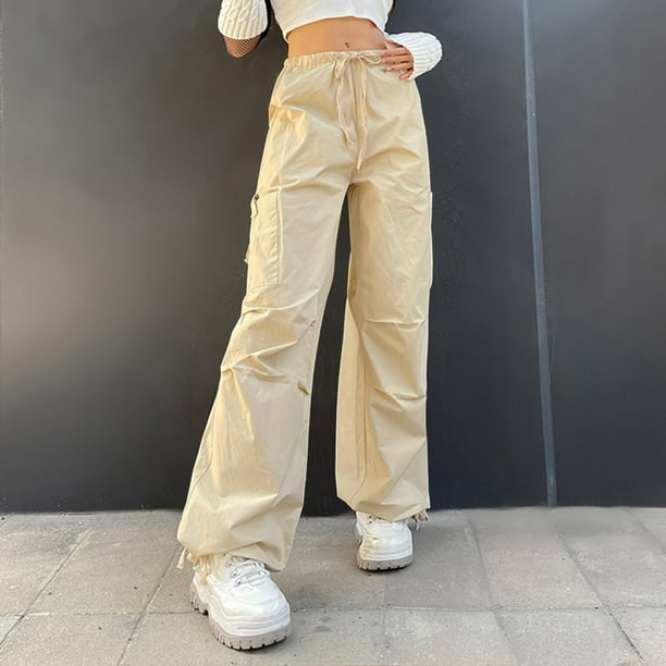 RKSTN Womens Pants Solid Pants Hippie Punk Trousers Streetwear Jogger  Pocket Loose Overalls Pants Soft Loose Straight Leg Hiking Pants