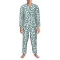 thumbnail image 3 of Saiise Floral Men's Sleepwear Set Lapel Neck Button Down Long Sleeve Top and Pants 2 Piece Pajama Set-Large, 3 of 7