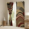 thumbnail image 3 of Feelyou Adult Abstract Geometric Curtains Pack of 2 (42x84 Each), Mid Century Minimalism Curtains Blackout, Brown Red Stripes Bedroom Curtains, Black Out Curtains Decor, 3 of 6