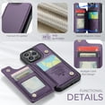 thumbnail image 3 of SaniMore for iPhone 13 Pro Wallet Case, RFID Blocking PU Leather Kickstand Credit Slots Flip Folio Protective Case, Double Magnetic Clasp Durable Shockproof Cover for iPhone 13 Pro, Purple, 3 of 9