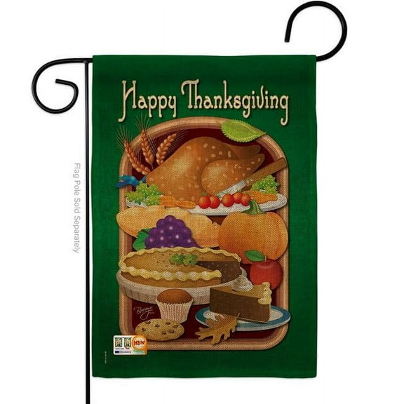BD-TG-G-113039-IP-DB-D-US12-BD 13 x 18.5 in. Thanksgiving Feast Burlap Fall Impressions Decorative Vertical Double Sided Garden Flag