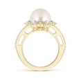 thumbnail image 2 of Angara Freshwater Cultured Pearl and Diamond Ring with Floral Halo in 14K Yellow Gold for Women | June Birthstone Jewelry for Her, 2 of 5