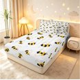 thumbnail image 2 of Erosebridal Kawaii Bee Zipper Queen Comforter Set with Fitted Sheet and 2 Pillowcases,Nature Wildlife Theme Zipper Bedding Set,White Yellow,Polkadot Reversible,4pcs, 2 of 8