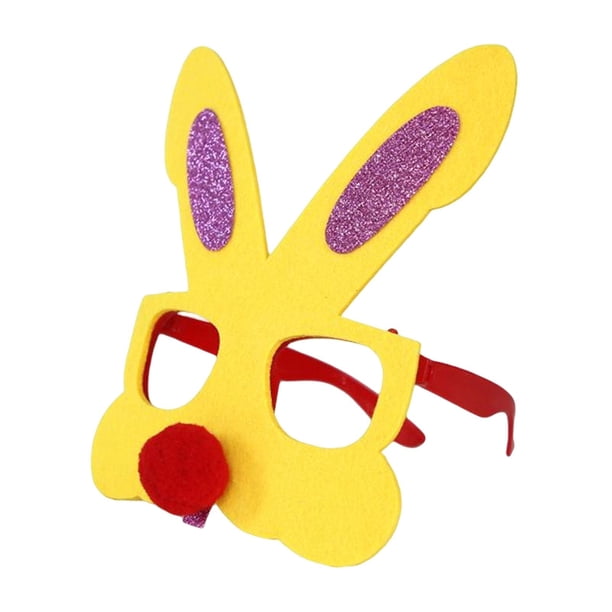 Gafas de conejito de Pascua novedosas, accesorios para fotos, gafas de Pascua no tejidas orejas de conejo amarillo
