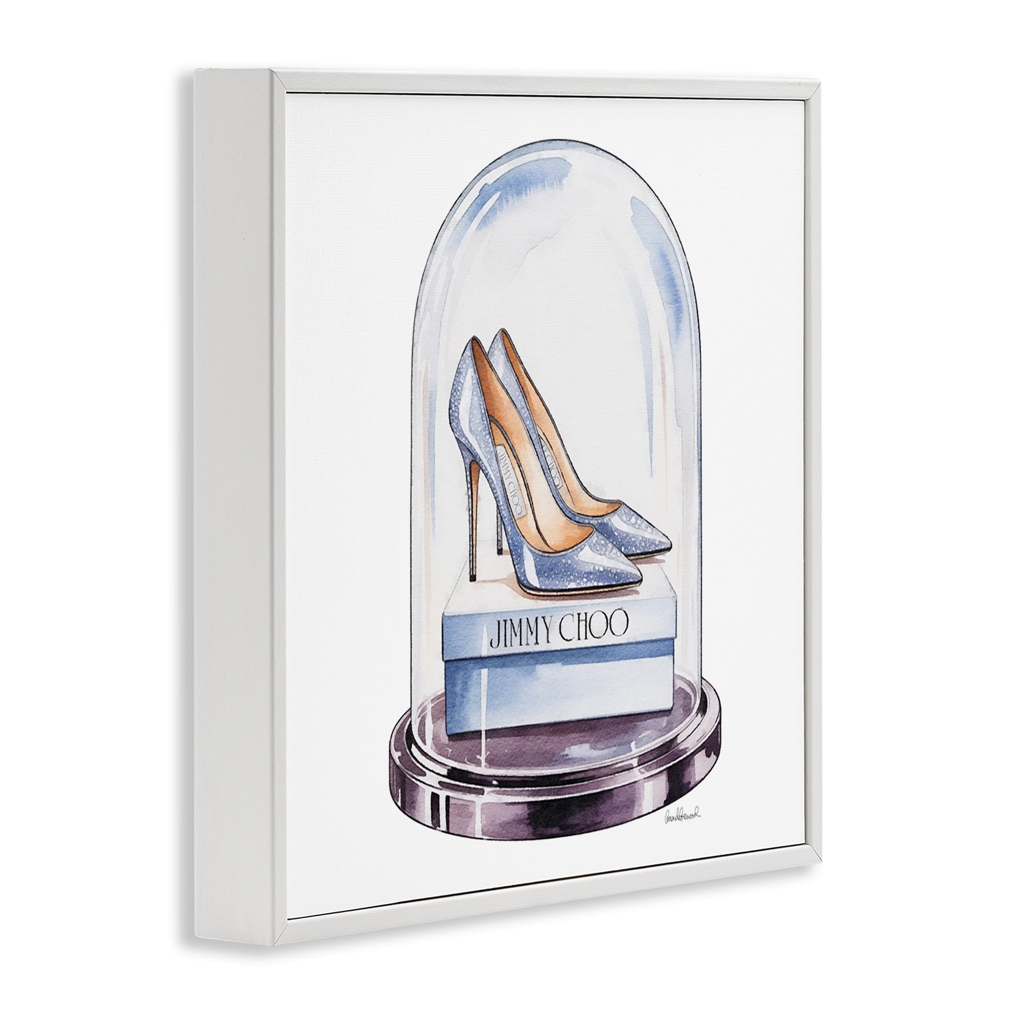 Stupell Industries Elegant Shoes in Bell Jar White Framed Giclee Art, design by Amanda Greenwood