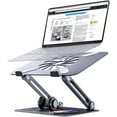 thumbnail image 1 of Skrebba Laptop Stand, Laptop Riser with Heat-Vent to Elevate Laptop, Adjustable Height Laptop Holder Desk Stand with Slide-Proof Silicone and Protective Hooks, for MacBook Pro/Air (Space Grey), 1 of 6