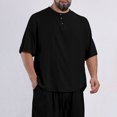 thumbnail image 1 of Playeras Elvqul Hombre Casual Negro Manga Corta sin Estampado Botones Cuello Redondo, 1 of 6
