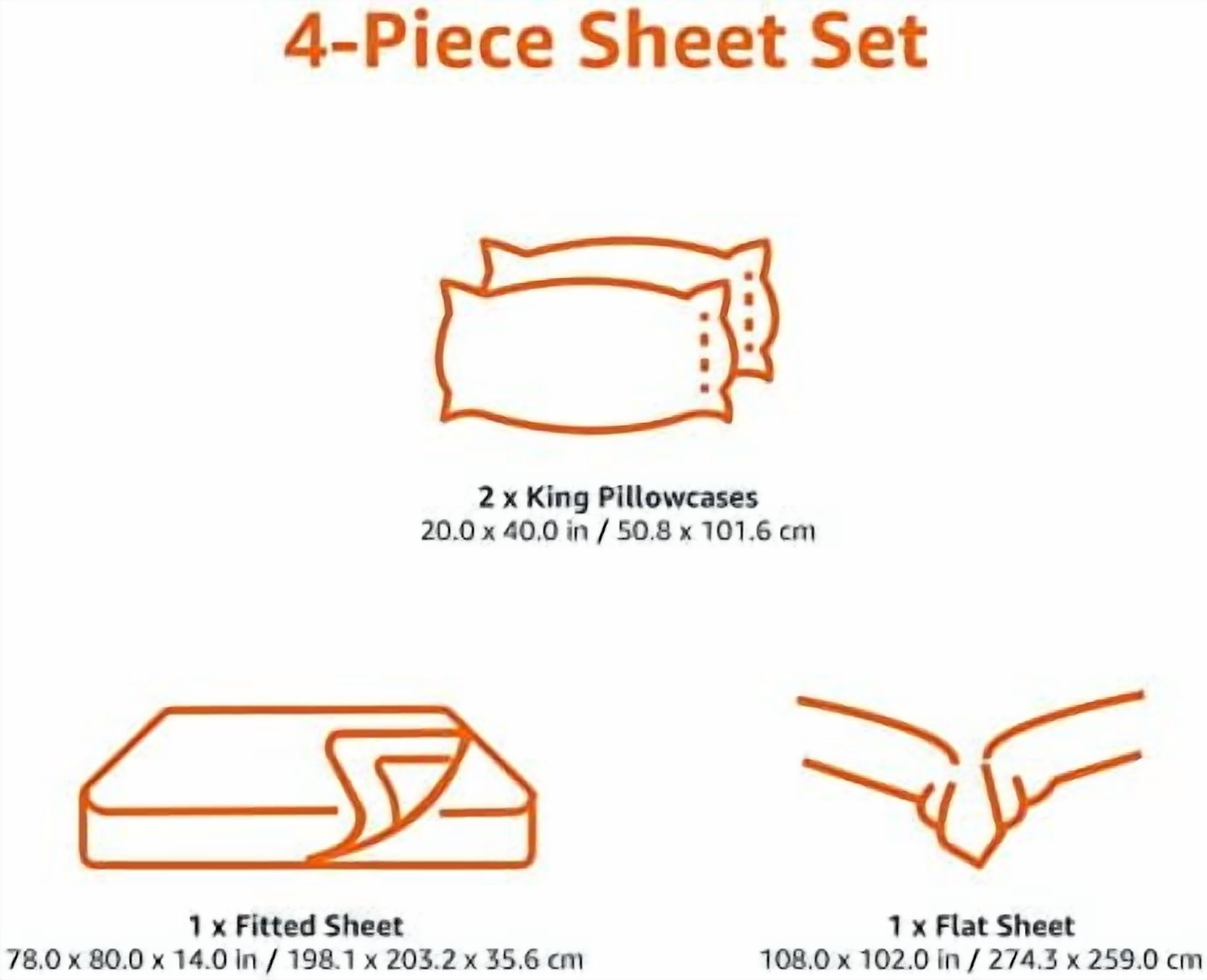 Basics Lightweight Super Soft, Breathable Easy Care Microfiber 4 Piece Bed Sheet Set With 14" Deep Pockets, King, Aqua Fern, Printed