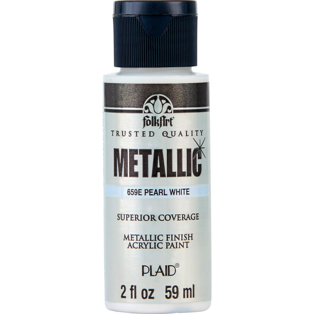 FolkArt Metallic Acrylic Craft Paint, Metallic Finish, Pearl White, 12 fl oz
