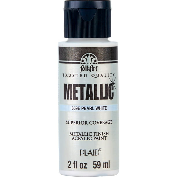 FolkArt Metallic Acrylic Craft Paint, Metallic Finish, Pearl White, 12 fl oz FolkArt Metallic Acrylic Craft Paint, Metallic Finish, Pearl White, 12 fl oz